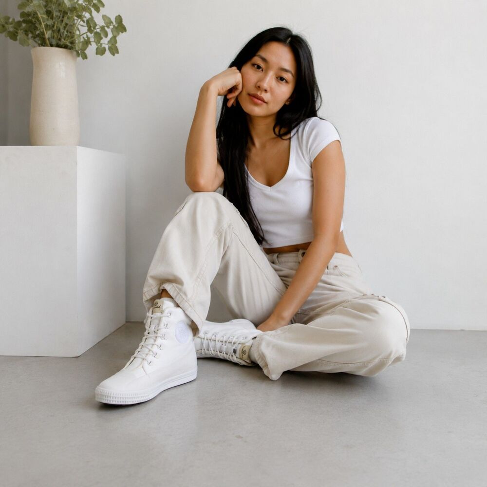 Grounded People White High Top Vegan Sneakers Women's 9 Men's 7 EU 40